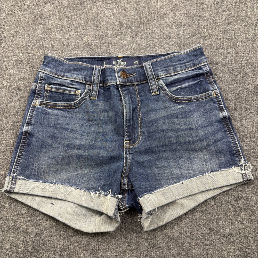 Hollister Womens Size 26 Blue Shorts Denim Jean Mid Rise Short
